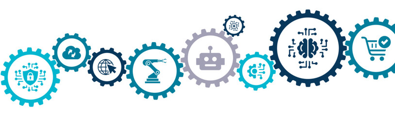 artificial intelligence banner vector illustration with the icon of cloud computing, internet networ