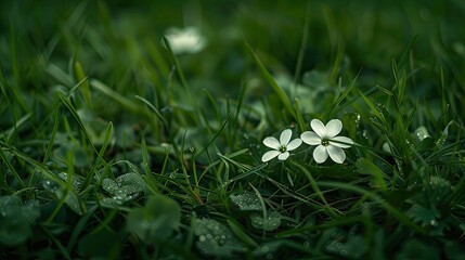 Sticker - Two tiny flowers in the middle of the grass