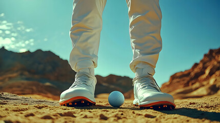 Wall Mural - Golfing in the Desert: A Challenging Game with Stunning Views