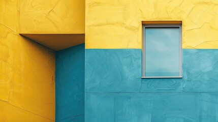 Leinwandbilder - Minimalist architecture stylish wallpapers Trendy colours combination Yellow and blue Geometry and details