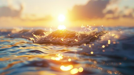 Poster - Blurred frame with small waves in which the rays of the sun are reflected