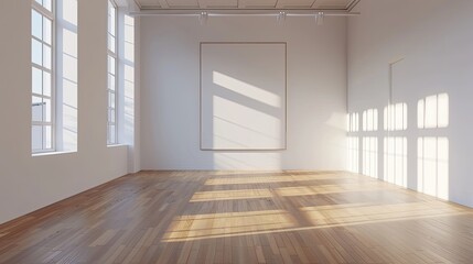 Aufkleber - Gallery Interior with empty canvas on wall