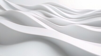 Sticker - Abstract Wavy White Background with Smooth Curves