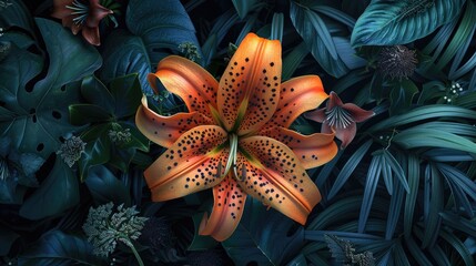 Sticker - Tiger lily Night Flyer in flower