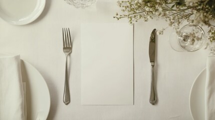elegant table setting with white flowers