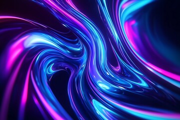 abstract swirling lines of neon blue and purple, creating a dynamic sense of motion on a black backg