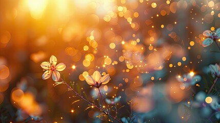 Aufkleber - Tiny flowers on highlight in golden hour