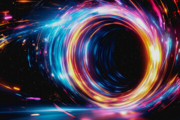 Wall Mural - Futuristic space vortex with glowing tech elements