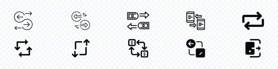 transfer icon, arrows data transfer icon, exchange arrow icons - Swap icon with two arrows, Money transfer outline vector icon. Transfer arrows outline icon. reverse arrow, replace icon, 