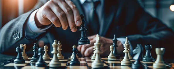 Businessman Playing Chess with Investment Asset Classes Concept