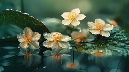 Aufkleber - Cute tiny flowers resting on a leaf