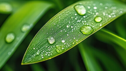 Beautiful large drop morning dew in nature