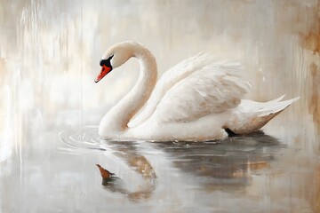 Wall Mural - A bright painting of a swan