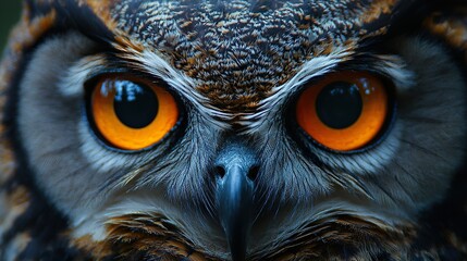 Poster - Close-Up Portrait of an Owl's Intense Gaze