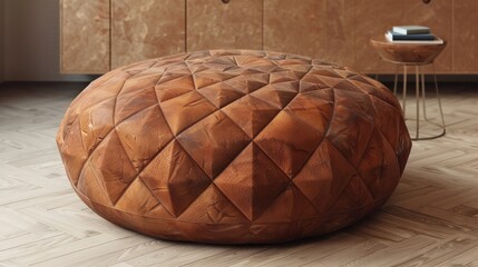 Aufkleber - brown pouf with geometric pattern