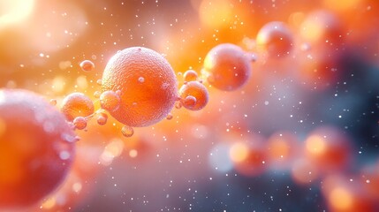 Wall Mural - abstract glowing cells: a microscopic journey