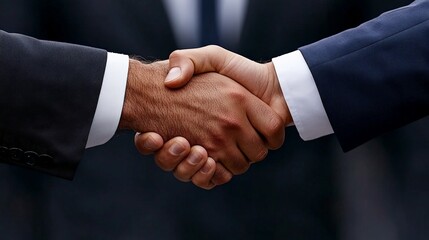 Sealing the Deal: A close-up shot of two hands clasped in a handshake, symbolizing the completion of a successful negotiation and the start of a promising partnership. The image conveys trust.