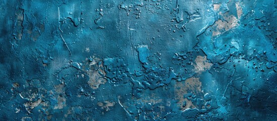 Close up texture of a blue plaster concrete wall Aged concrete texture cement background Grunge blank concrete wall in blue color. Copy space image. Place for adding text and design