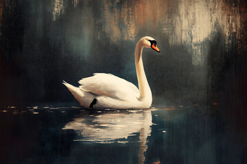 Wall Mural - painted illustration of a swan