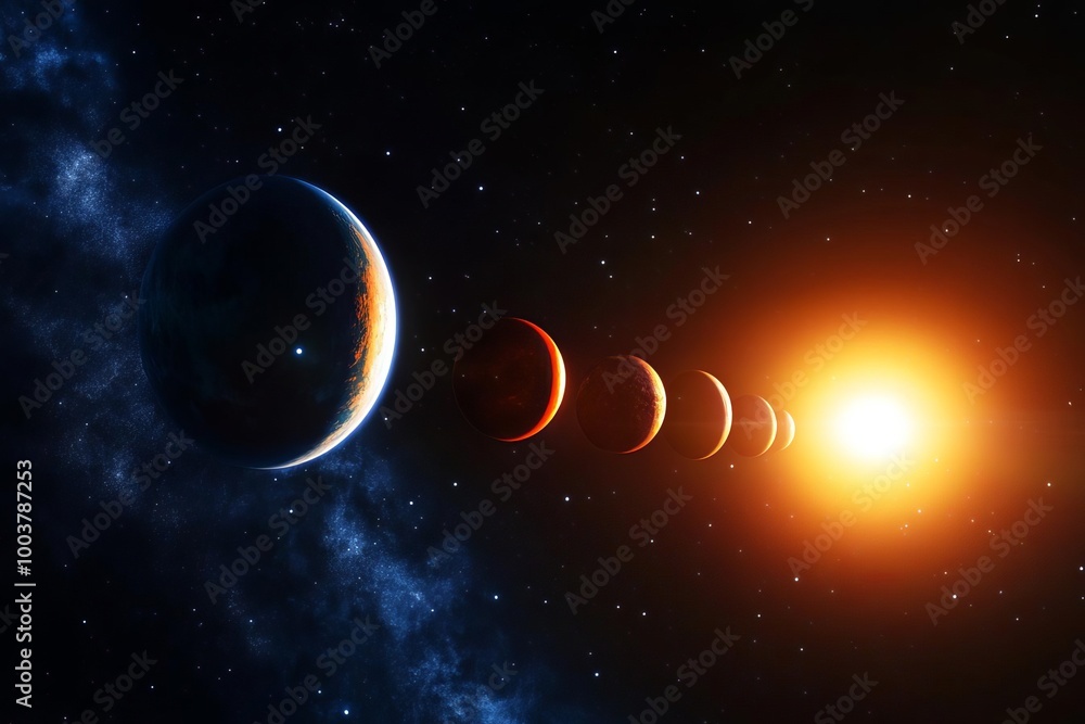 Solar system planets and sun in cosmic space Stock Photo | Adobe Stock