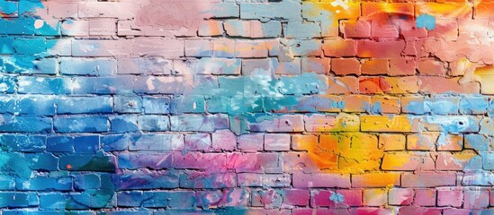 Wall Mural - Abstract background featuring a painted brick wall with copy space image