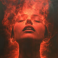 Canvas Print - Woman in Flames: A Surreal Portrait