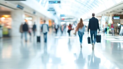 Sticker - people walking in the airport, blurred background 