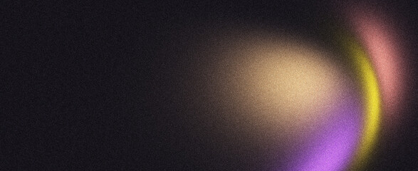 Fototapete - Dark noise texture grain gradient background, grainy purple orange yellow glowing color gradient wave, black backdrop banner poster cover design