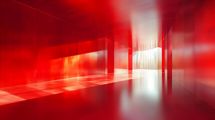 Canvas Print - Red Walls in a Modern Interior Design Project