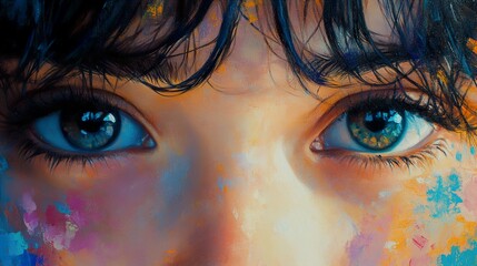 Wall Mural - Close-Up Portrait of Eyes with Colorful Splashes