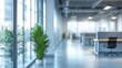 © Elshad Karimov - Contemporary office space with ample natural light, featuring a blurred modern backdrop suitable for various design applications such as posters, banners, magazines, and website backgrounds.