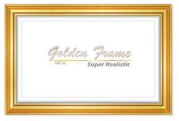 Wall Mural - An Illustration elegant gold picture frame with super realistic shape. Approximate frame size 180x120 cm, high resolution 72 dpi. This image is NOT generated by Ai.