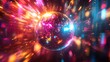 © Paul - Disco ball casting bright, fragmented lights, colorful abstract shapes on a shiny surface, vibrant club energy