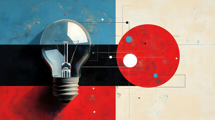 Wall Mural - Light Bulb on Abstract Background, Creative Design