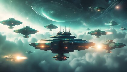 Wall Mural - Futuristic Website Showcasing Shipment Tracking Amidst Alien Invasion Chaos