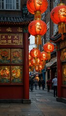 Chinatown decorations in London, UK.