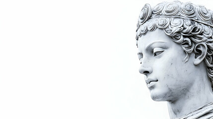 Ancient Greek Sculpture: Close Up of a Marble Statue with Crown