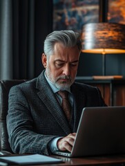 Wall Mural - Businessman Focused on Laptop