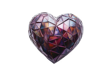 Fototapete - Faceted geometric heart with intricate patterns ,Isolated on transparent background