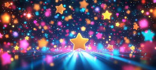 Wall Mural - abstract glowing star element decoration background. generative ai technology.