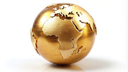 golden globe africa side isolated on white depth of field, discovery, continent, exploration, isolat
