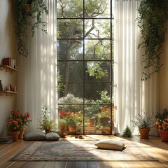 Wall Mural - Sunlit Room with Window View