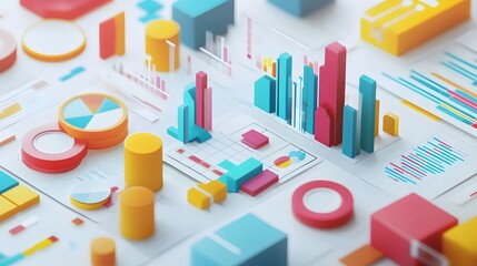 Business strategy concept. Business financials, leadership, direction and growth, planning. 3d render illustration. 