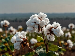 Poster - Cotton flowers swaying in the wind.