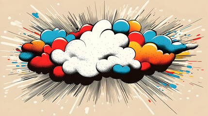 Sticker - Colorful Cloud Burst Design with Bright Splashes