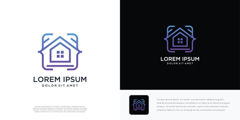 House code logo design vector illustration. House and code logo icon.