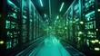 © putri syakilla - Futuristic data center with glowing servers and digital effects.