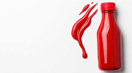 Red Bottle with Spilled Sauce