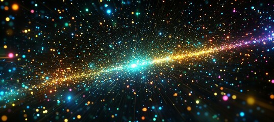 Wall Mural - light rays explosion on dark space background. generative ai technology.