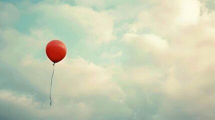 Wall Mural - solitary balloon adrift in cloudy sky symbolizes disheartened concept of lost dreams